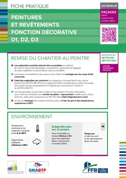 Fiche pratique : Peintures et Revêtements fonction décorative D1, D2, D3