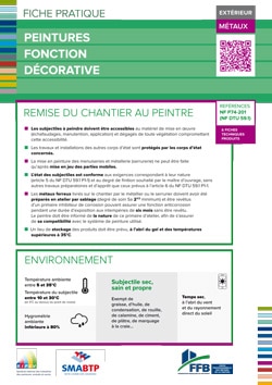 Fiche pratique : Peintures fonction décorative - extérieur métaux