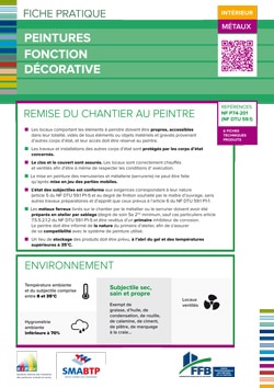 Fiche pratique : Peintures fonction décorative - intérieur métaux