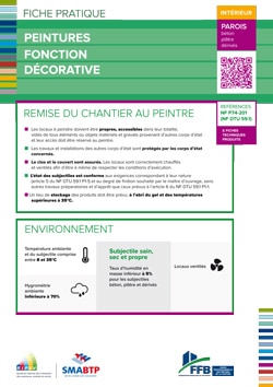 Fiche pratique : Peintures fonction décorative - intérieur parois (béton, plâtre, dérivés)