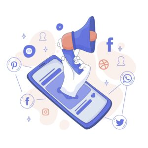 smartphone, réseaux sociaux, mégaphone